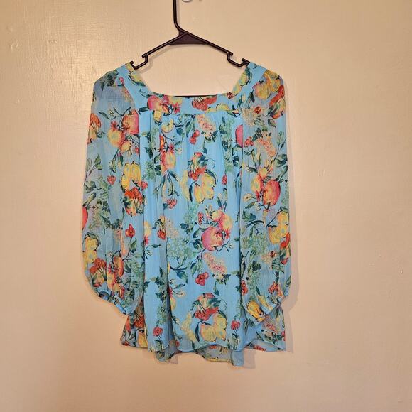Lauren Conrad Size Small S Blouse Summer Time Boho Beach Floral Tunic Top Shirt - Picture 6 of 9